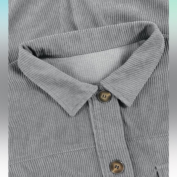 Womens Shacket Corduroy Button Down Shirt - Picture 3 of 8